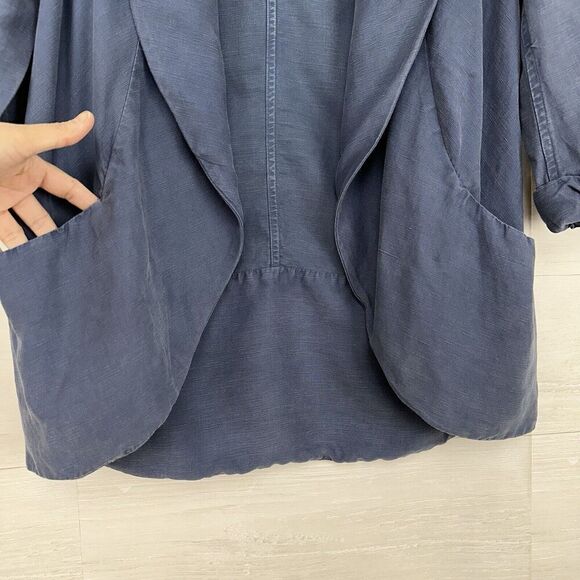 Aritzia Wilfred Chevalier Jacket Women M Linen Blend Open Front Dusty Denim Blue - Picture 4 of 16